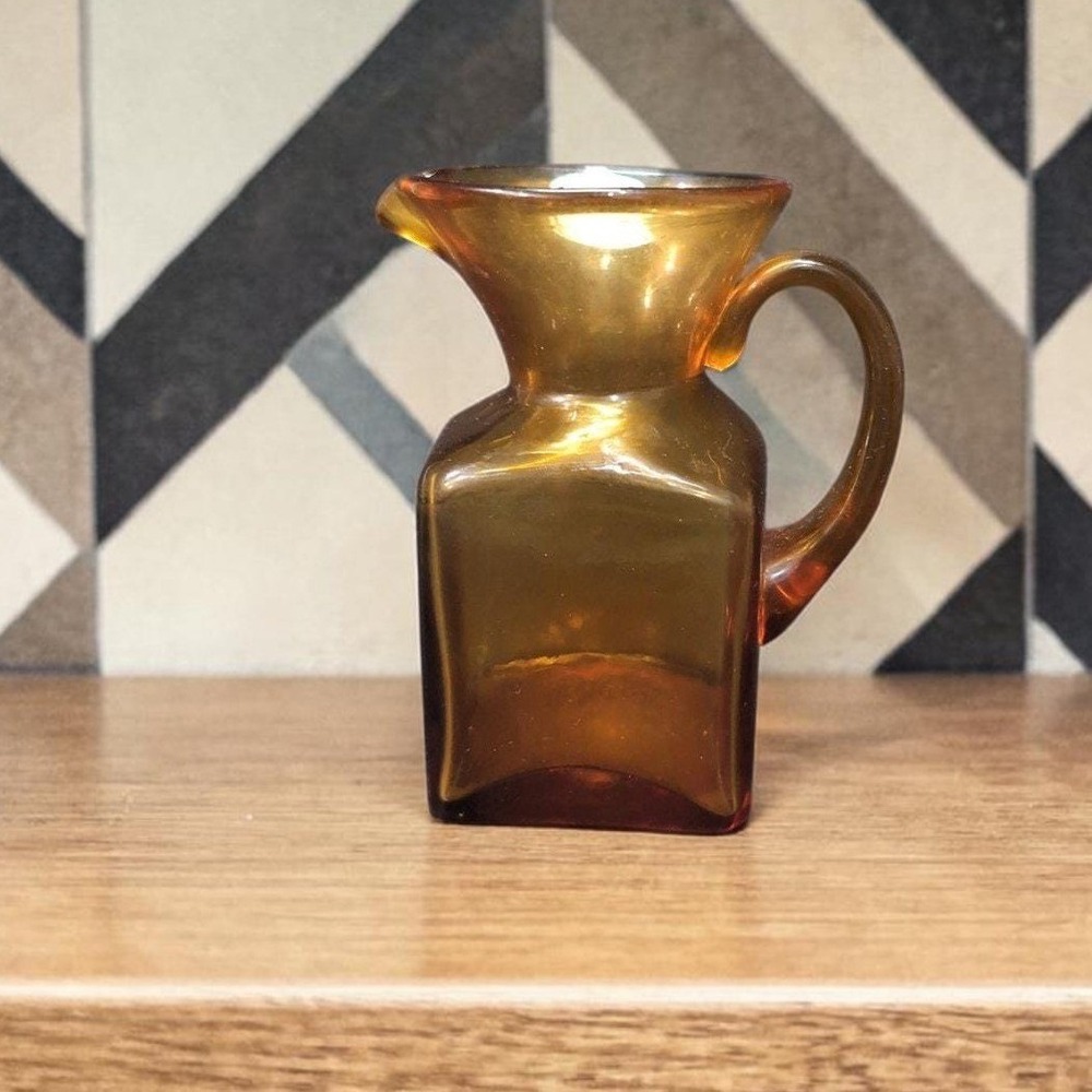 Pilgrim‎ Glass Handblown Amber Pitcher, Vintage Glassware, Replacement Tableware